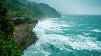 Dramatic Coastal Cliffs during a Tempestuous Storm