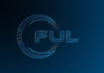 Naklejka premium FUL low poly letter logo vector design. FUL lower poly logo design. Low poly logo.