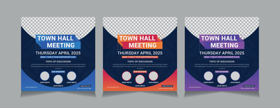 Town Hall Meeting Social Media Post Templates, vector illustration eps 10	