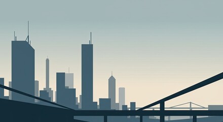 Obraz premium Cityscape silhouette, urban landscape at dawn