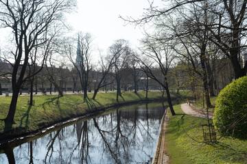 Bastion Hill city park (Bastejkalns Park) in Riga, Latvia	
