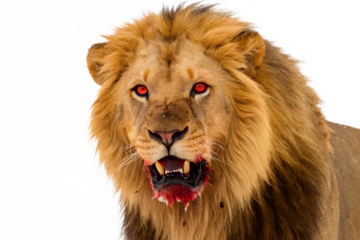 Intense male lion with blood stains against abstract grunge background, lion, male, predator, feline, big cat, fierce, intense, grunge, abstract, red eyes, blood, bloody, mouth open, teeth, roar