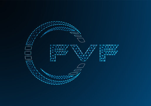 FVF low poly letter logo vector design. FVF lower poly logo design.