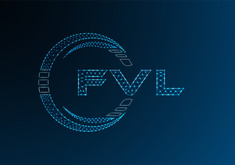 FVL low poly letter logo vector design. FVL lower poly logo design.