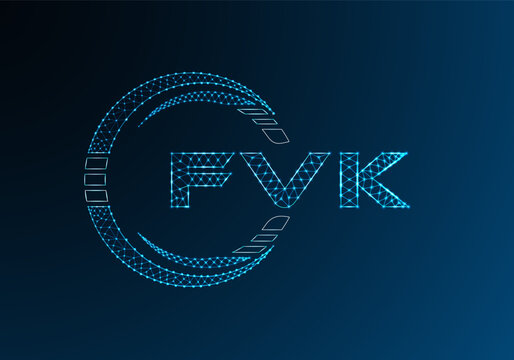 FVK low poly letter logo vector design. FVK lower poly logo design.