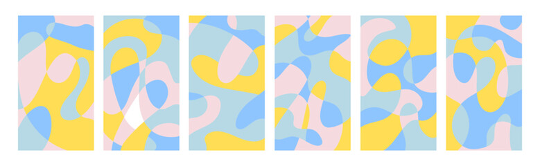 Summer bright illustrations set for poster, card, cover, label, banner in modern minimalist style with overlay effect. Modern and simple summer design templates. Vector stock graphic