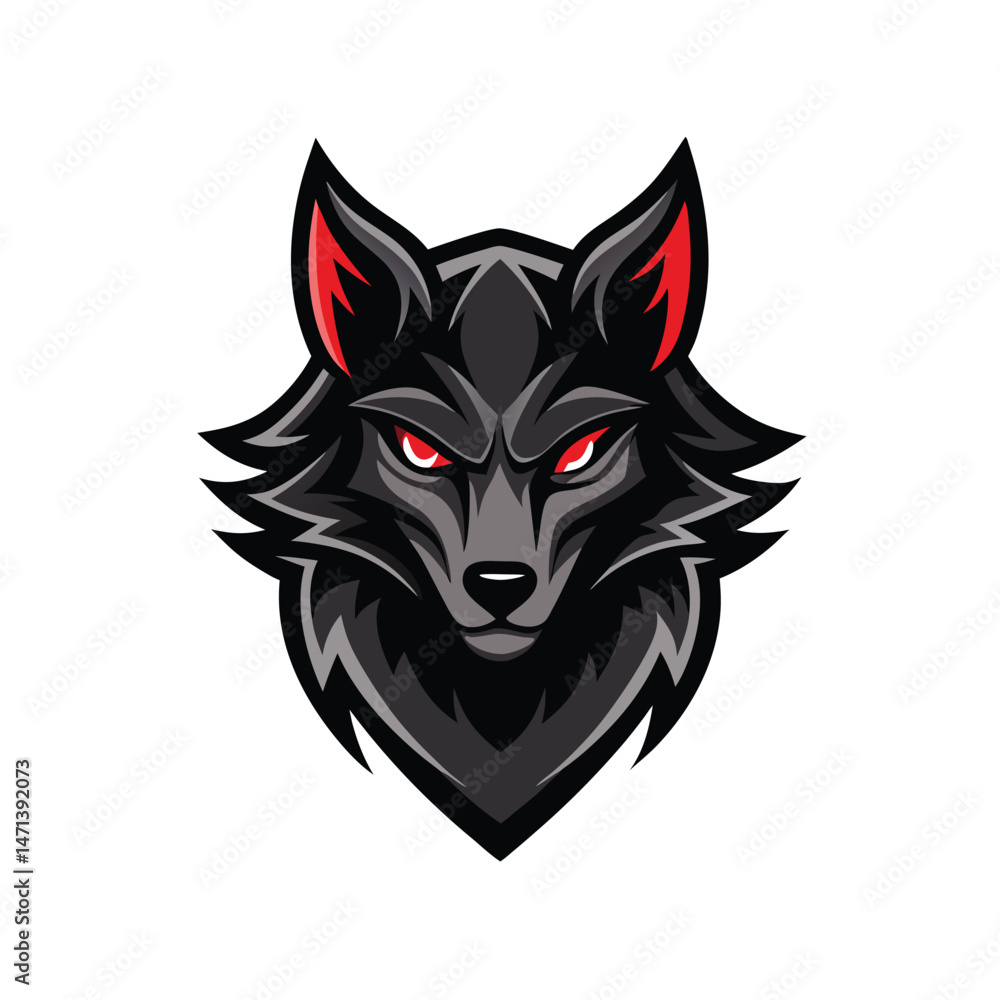 Poster wolf logo vector illustration featuring a fierce expression with sharp details, ideal for branding a