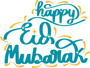 Happy Eid Lettering. Creative Eid al-Adha Lettering Element – Islamic Festival Vector Design