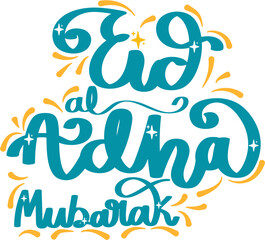 Obraz premium Eid al-Adha Mubarak Lettering. Creative Eid al-Adha Lettering Element – Islamic Festival Vector Design