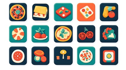 Pizza Icons Food App Design.