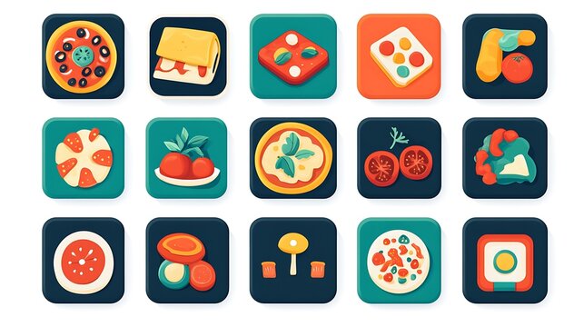 Pizza Icons Food App Design.