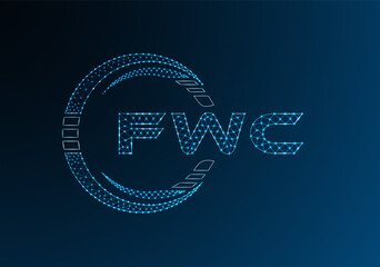 FWC low poly letter logo vector design. FWC lower poly logo design.