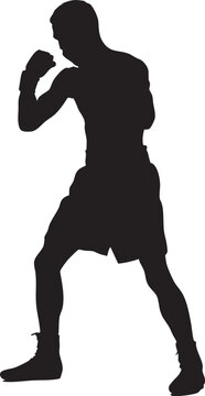 recommend clip art: Boxer in fighting stance silhouette on pure white background
