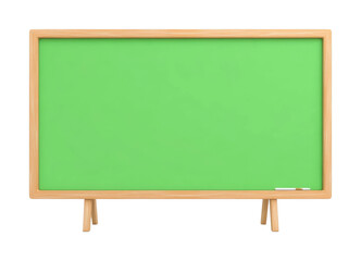 Wooden framed green chalkboard with chalk for educational use, cut out - stock png.