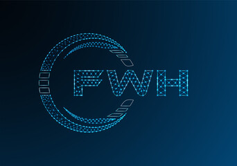 FWH low poly letter logo vector design. FWH lower poly logo design.