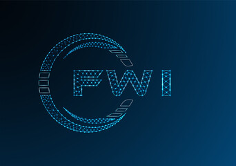 FWI low poly letter logo vector design. FWI lower poly logo design.