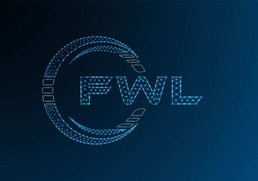 FWL low poly letter logo vector design. FWL lower poly logo design.