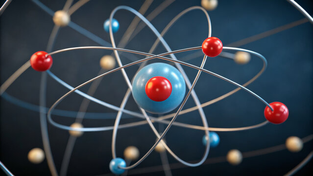 Pure Hydrogen Concept ,abstract representation of atom with colorful electrons orbiting central nucleus, symbolizing science