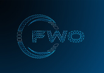 FWO low poly letter logo vector design. FWO lower poly logo design.