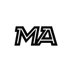 MA monogram logo design letter text name symbol monochrome logotype alphabet character simple logo
