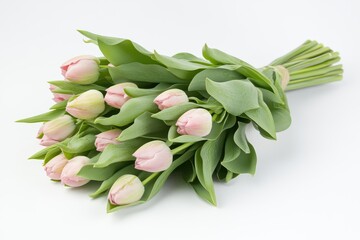 Delicate bouquet of pale pink tulips