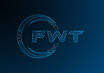 FWT low poly letter logo vector design. FWT lower poly logo design.