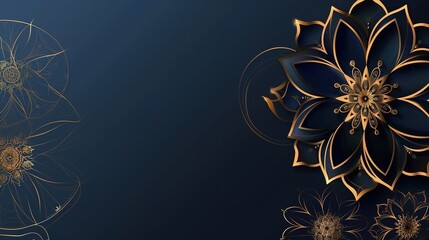 An elegant Diwali - themed background wallpaper in dark blue color with golden accents, creating a festive and luxurious atmosphere for decoration.