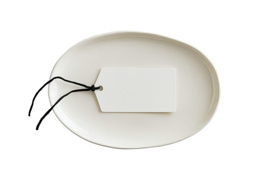 Empty oval plate with blank tag