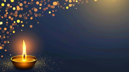 An elegant Diwali - themed background wallpaper in dark blue color with golden accents, creating a festive and luxurious atmosphere for decoration.