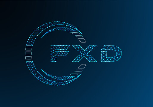 FXD low poly letter logo vector design. FXD lower poly logo design.