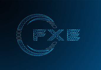 FXE low poly letter logo vector design. FXE lower poly logo design.