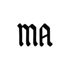 MA monogram logo design letter text name symbol monochrome logotype alphabet character simple logo