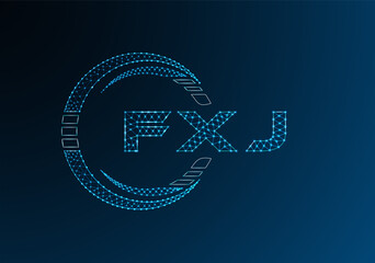 FXJ low poly letter logo vector design. FXJ lower poly logo design.