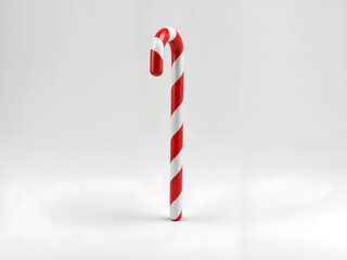 Fototapeta premium Red and white striped Christmas candy cane isolated on white background. Generative AI