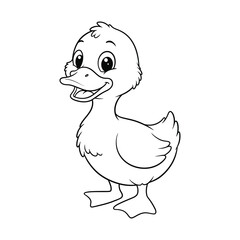 Cute Cartoon Duck Outline coloring page for kids.