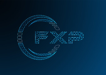 FXP low poly letter logo vector design. FXP lower poly logo design.
