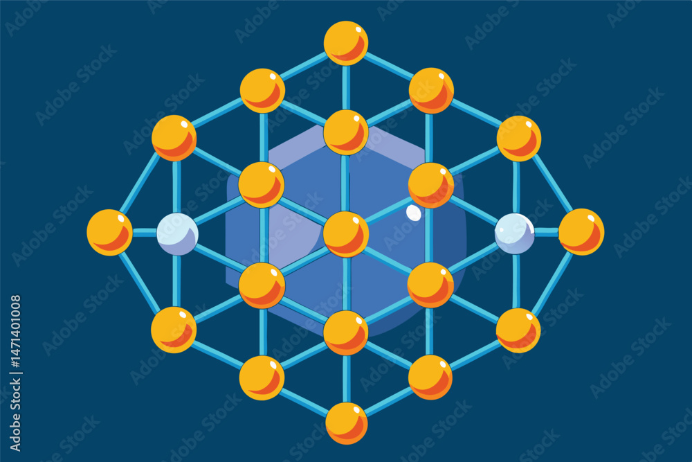 Leinwandbilder vector illustration of an abstract network design with colorful nodes and connections on a green bac