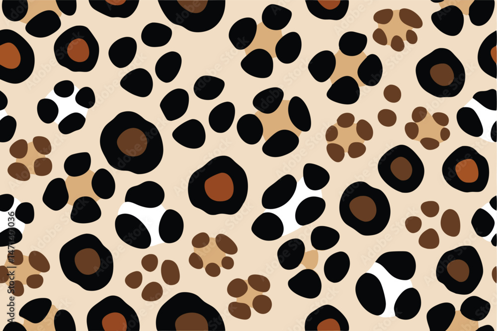 Poster Colorful abstract vector illustration of spots and patterns in shades of black and brown on a light background