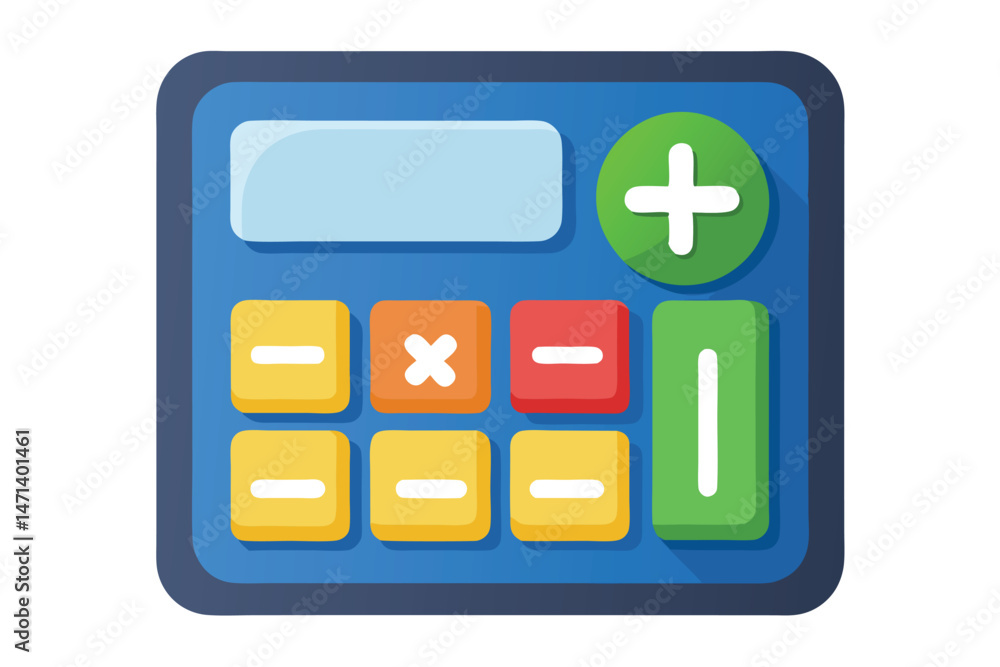 Poster colorful calculator vector illustration showcasing a modern design with large buttons suitable for d