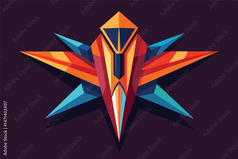 Poster Stylized vector logo design featuring vibrant colors and geometric shapes ideal for branding and creative projects