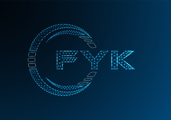 FYK low poly letter logo vector design. FYK lower poly logo design.