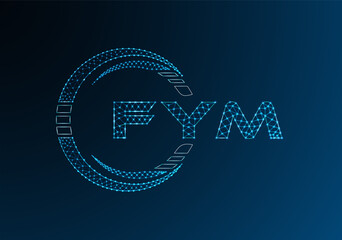 FYM low poly letter logo vector design. FYM lower poly logo design.