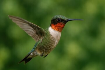 Naklejka premium Vibrant hummingbird in flight.