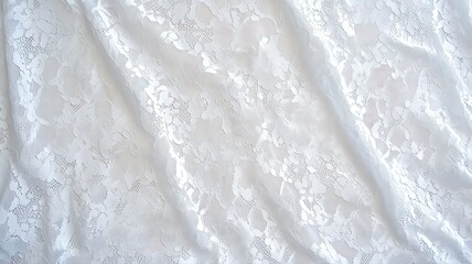 Obraz premium White Lace Fabric Texture Background: Delicate Draped Pattern