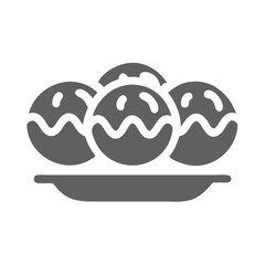 Fototapeta premium Takoyaki icon vector illustration delicious japanese street food on plate