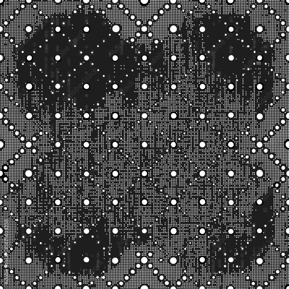 Poster seamless dotted grid vector pattern with small black elements