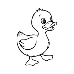 Cute Cartoon Duck Outline coloring page for kids.