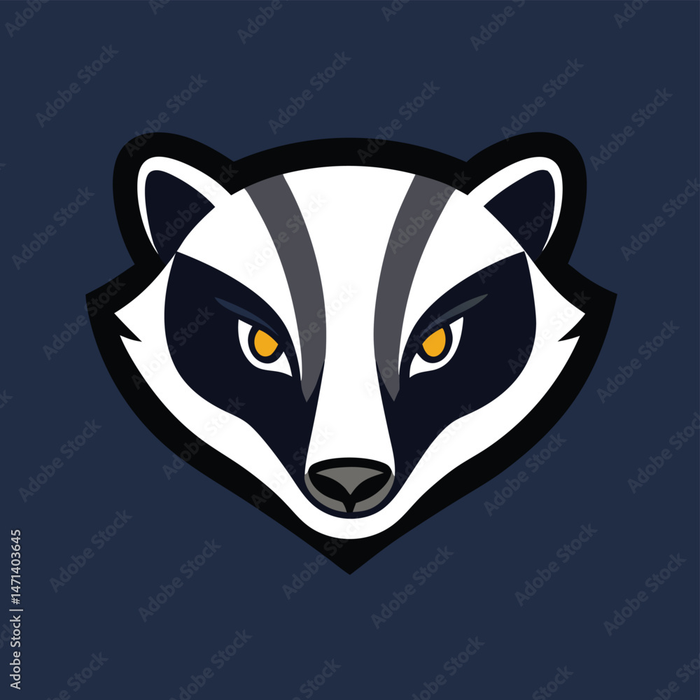 Poster bold badger mascot vector logo suitable for sports teams and branding illustrations, featuring a str