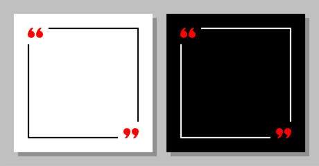 blank quoted text template, social media post mockup, black and white motivation quote, copy space for text in brackets, empty citation speech bubble