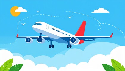 Obraz premium Landing airplane abstract concept vector illustration